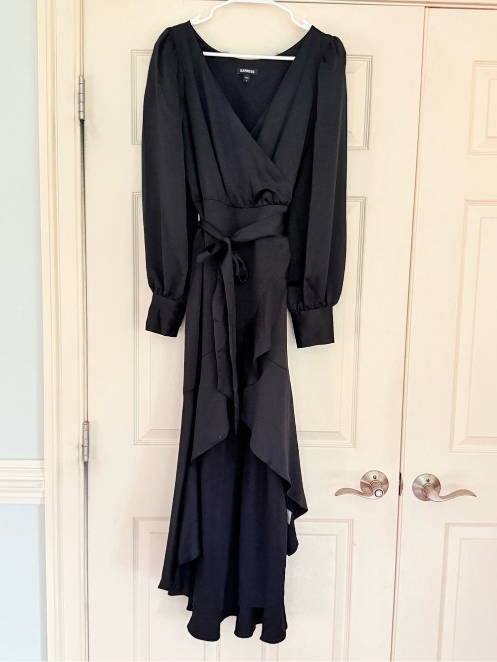 Express Black Long Sleeve Wrap Maxi Dress
